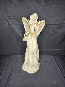 lot 202 image: Vintage Angel Figurine with Wings Holding a Basket