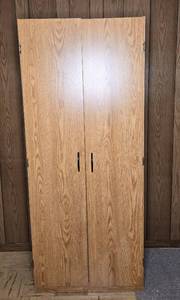 lot 211 image: Wooden Storage Cabinet with Adjustable Shelves - 71.5 H x 29 W x 16 D