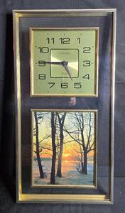 lot 231 image: Vintage Wall Clock with Framed Landscape Print