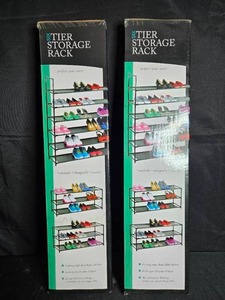 lot 236 image: Set of 2 Six Tier Storage Racks with Fabric Shelves
