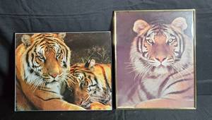 lot 238 image: Pair of Framed Tiger Art Prints - Saint Chateaux Galleries (1985)