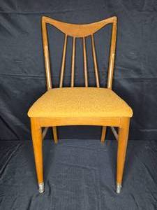 lot 239 image: Vintage Mid-Century Wooden Chair with Upholstered Seat