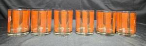 lot 286 image: Set of 6 Vintage Orange and Gold Striped Glass Tumblers