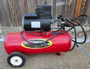 lot 1 image: Coleman Powermate 15 Gallon Air Compressor with Pressure Gauges