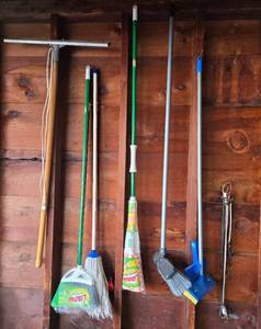 lot 196 image: Collection of 5 Cleaning Tools including Mops and Brooms