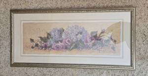 lot 353 image: Framed Floral Artwork by Shari White - 18 x 38
