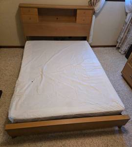lot 360 image: Queen Size Bed Frame with Attached Headboard and Storage Drawers