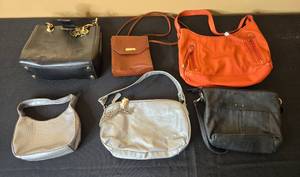 lot 368 image: Lot of 6 Stylish Handbags Including Designer and Unique Styles