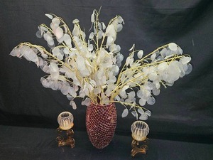 lot 252 image: Elegant Flower Arrangement with Decorative Candle Holder