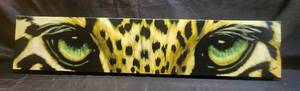 lot 258 image: Signed Leopard Eyes Artwork on Canvas