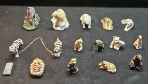 lot 268 image: Collection of 15 Miniature Animal Figurines Including Bears, Tigers, and More