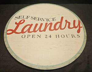 lot 273 image: Vintage Self-Service Laundry Sign - 24 Hours Open