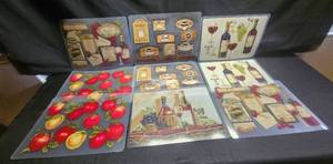 lot 280 image: Set of Vintage-style Kitchen and Wine-themed Placemats