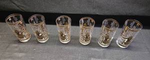 lot 289 image: Set of 6 Vintage Egyptian Glasses with Gold Detailing