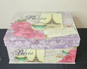 lot 82 image: Decorative Paris-Themed Storage Box with Floral Design