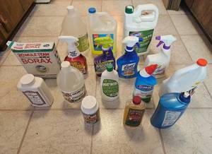 lot 363 image: Lot of 14 Cleaning Supplies and Household Chemicals - container quantities unverified