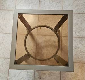 lot 366 image: Modern Small Glass Top Side Table with Metal Frame
