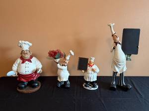 lot 109 image: Set of 4 Decorative Chef Figurines with Kitchen Themes