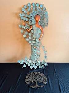 lot 112 image: Unique Wall Art Sculpture of Woman with Leaves - 48 H x 21 W