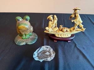 lot 119 image: Collection of Decorative Figure Statues and Crystal Plate