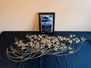 lot 120 image: Framed Inspirational Poem with Decorative Gold Foil Leaves