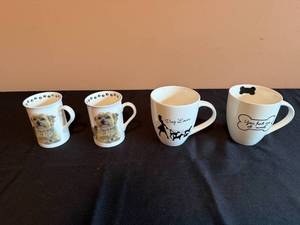 lot 122 image: Set of 4 Dog-Themed Coffee Mugs with Unique Designs
