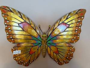 lot 124 image: Large Decorative Metal Butterfly Wall Art - 27 x 35