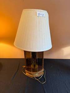 lot 132 image: Vintage Hexagonal Table Lamp with Pleated Shade
