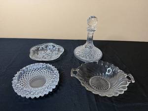 lot 136 image: Collection of 4 Vintage Crystal Dishes and Decanter