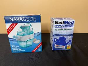 lot 146 image: Lot of 2 Nasal Care Products Navage Nasal Irrigation System and NeilMed Nasaflo Neti Pot