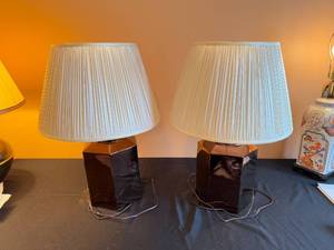lot 149 image: Pair of Vintage Table Lamps with Pleated Shades