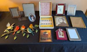 lot 346 image: Collection of Decorative Photo Frames and Wall Art Including Bird Sculpture