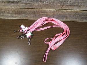 lot 33 image: Set of 4 Meijer Large Dog Pink w Silver Bone and Paws Print Reflective Dog Leashes 1 x 60