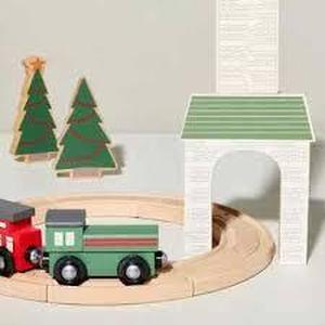 lot 84 image: Hearth And Hand With Magnolia Toy Christmas Train Station Playset 19pc