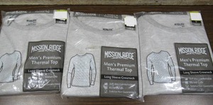 lot 149 image: Set of 3 Mission Ridge Mens Premium Thermal Top-Grey-Large