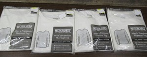 lot 152 image: Set of 4 Mission Ridge Mens Premium Thermal Top-White-2 Medium 2 Large
