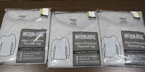 lot 151 image: Set of 3 Mission Ridge Mens Premium Thermal Top-Grey-XL