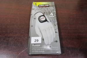 lot 102 image: Kirkland Signature Leather Golf Glove 4-pack- Left Hand Glove For Right Handed Golfers - Small