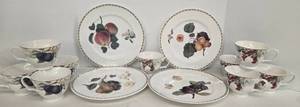 lot 201 image: Queens Hookers Fruit Plates & Charter Club Coffee Cups