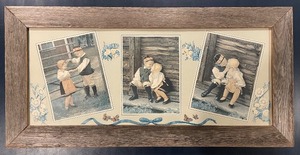 lot 138 image: Swedish Children Print in Reclaimed Barnwood Frame