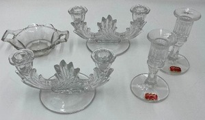 lot 145 image: Vintage Glass Candle Holder Sets - Candy Dish - Qty 5