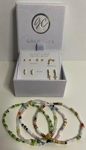 lot 296 image: Dainty STERLING SILVER Earrings Set With Stretchy Beaded Bracelets