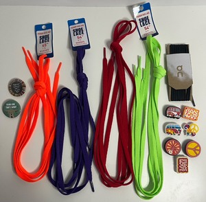 lot 290 image: Assortment of Colorful Shoe Laces and Buttons including Croc Shoe Buttons - 14 pcs