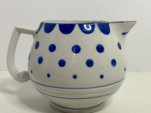 lot 59 image: Vintage ERPHILA Czechoslovakia Ceramic Creamer White w Blue Polka Dot
