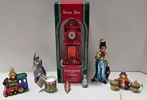 lot 211 image: Clowns Circus Mercury Glass Christmas Ornaments - Qty 10