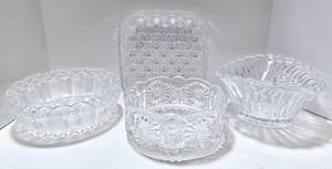 lot 216 image: Crystal & Heavy Cut Glass Serving Pieces - Qty 4