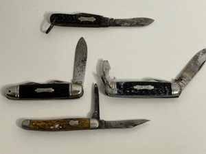 lot 82 image: Vintage Lot of STAG Folding Pocket Knives Kamp-King, Camp-Mate, Remington UMC & Syracuse Co - Qty 4