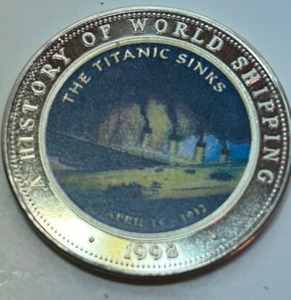 lot 306 image: 1998 Somalia History Of World Shipping COIN - The Titanic Sinks 25 Shillings