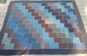 lot 235 image: Primitive Handmade Patchwork Wool Quilt