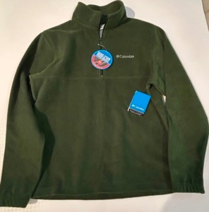 lot 37 image: New COLUMBIA Omni-Heat Thermal Comfort Green Fleece 14 Zip Pullover Jacket Mens M